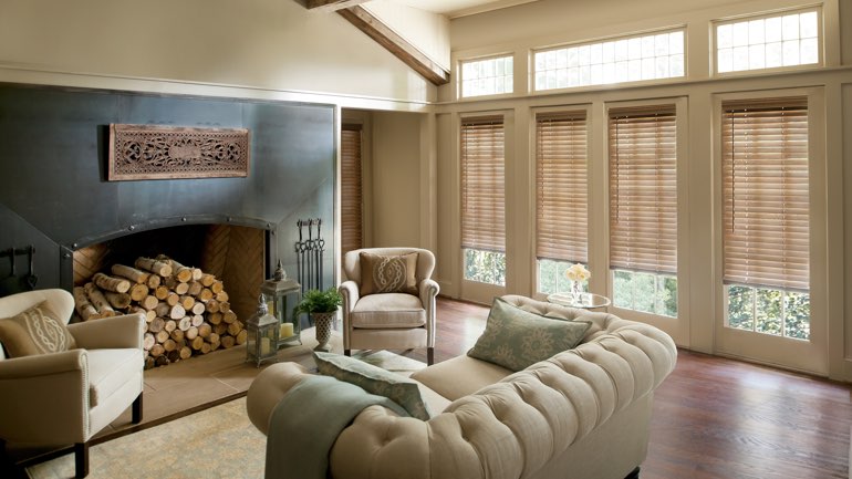 Chicago fireplace with blinds